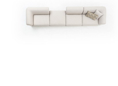 Sofa Beige Living room Modern Style Sofa 6 Seater Furniture Textile 430cm